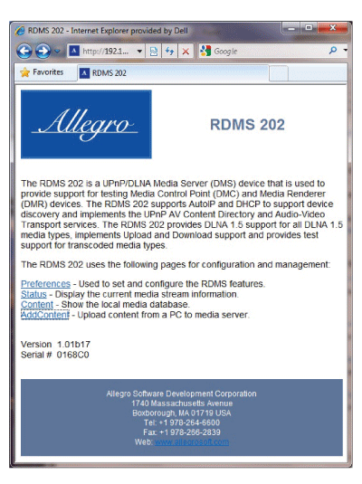RDMS 202 Web Interface rdms web interface